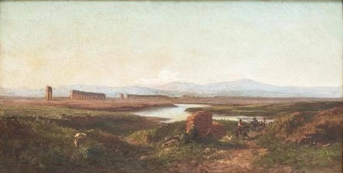 Paesaggio con acquedotto - attribuito